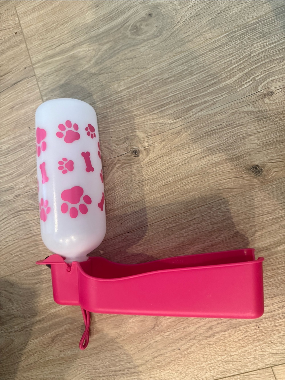 Pink Portable Dog Travel Water Bottle with Paw Print